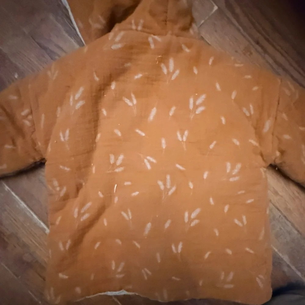 Fin & Vince Harvest Wheat Organic Cotton Hoody Reversible Coat as is